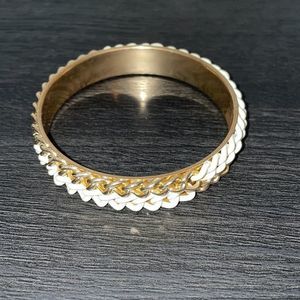 Gold and White Bangle Bracelet